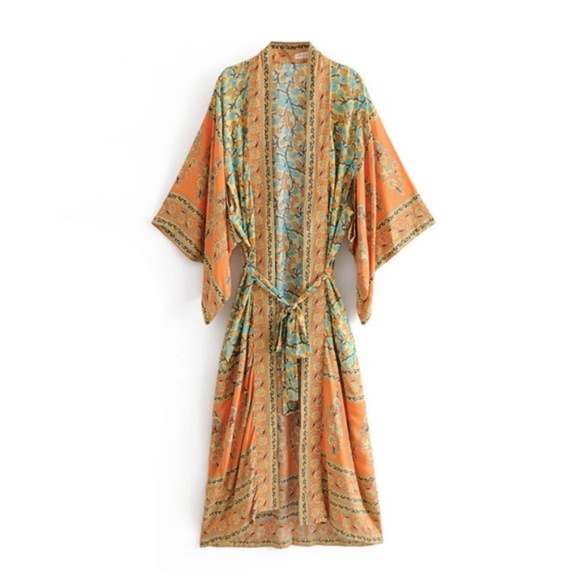 IN STOCK Print Kimono - MUSTARD - Picture 2 of 3